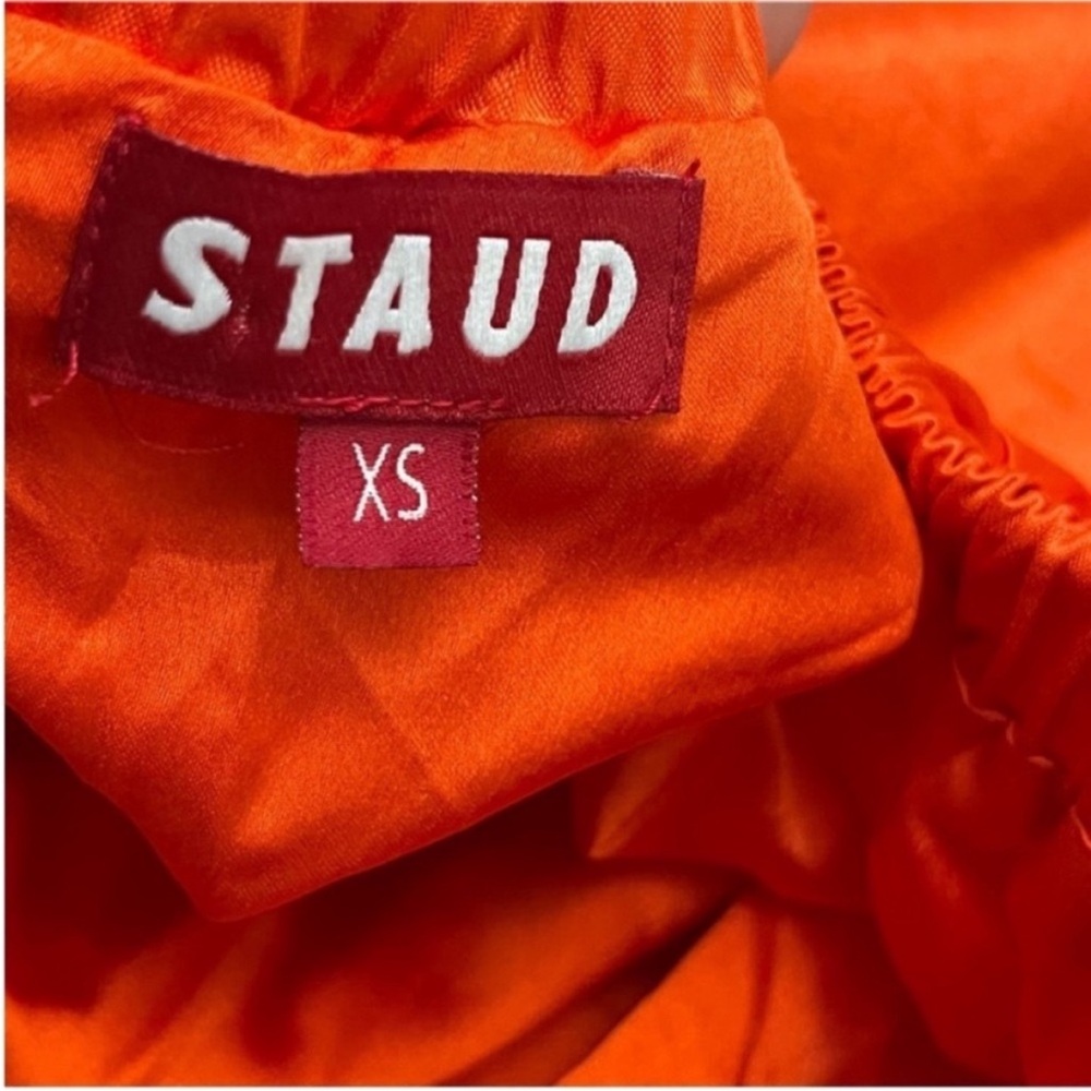 STAUD Georgia Halterneck Cotton-Blend
Poplin Orange Maxi Dress Size XS - Picture 12 of 14